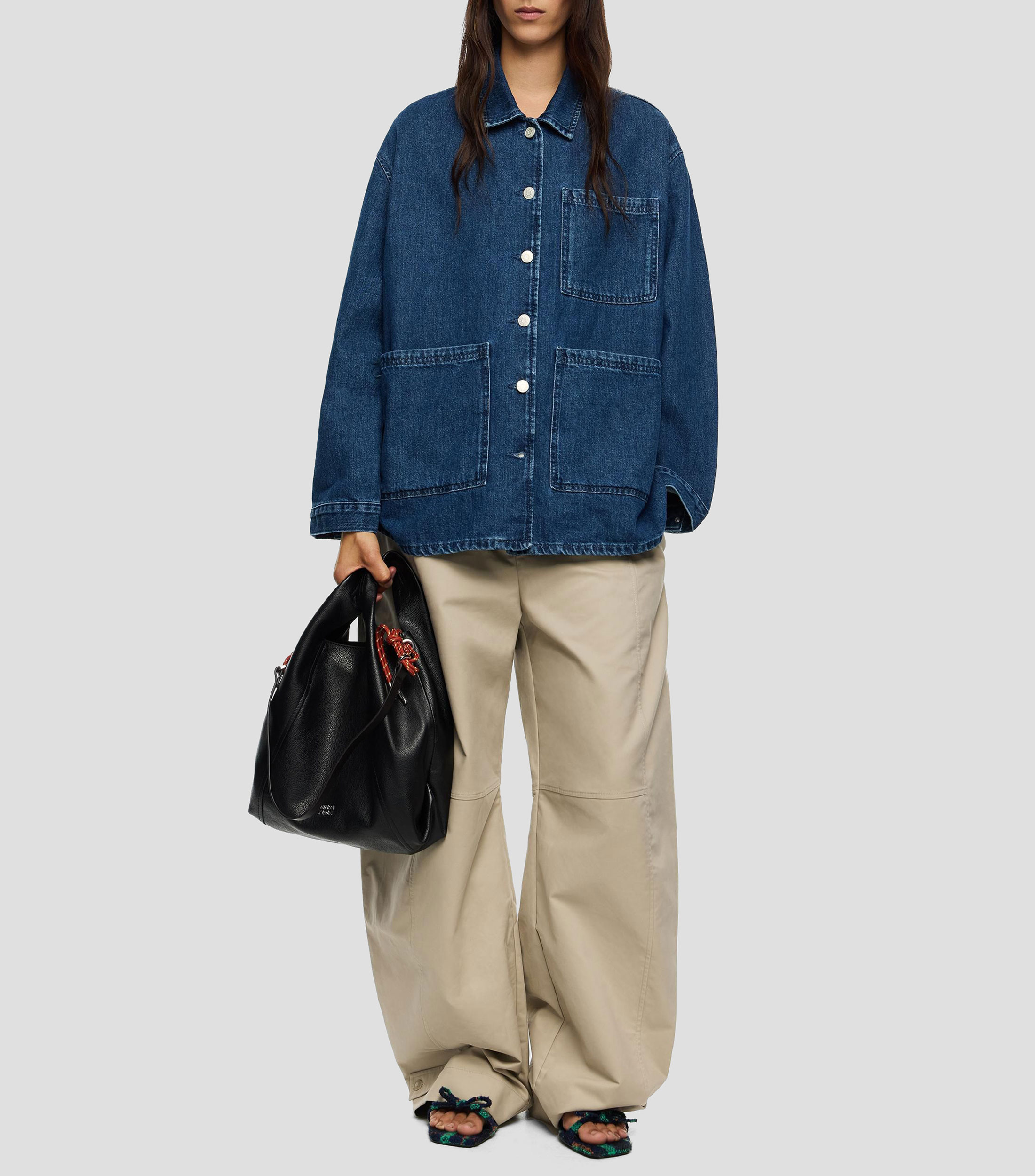 Chamarra denim recta Mujer